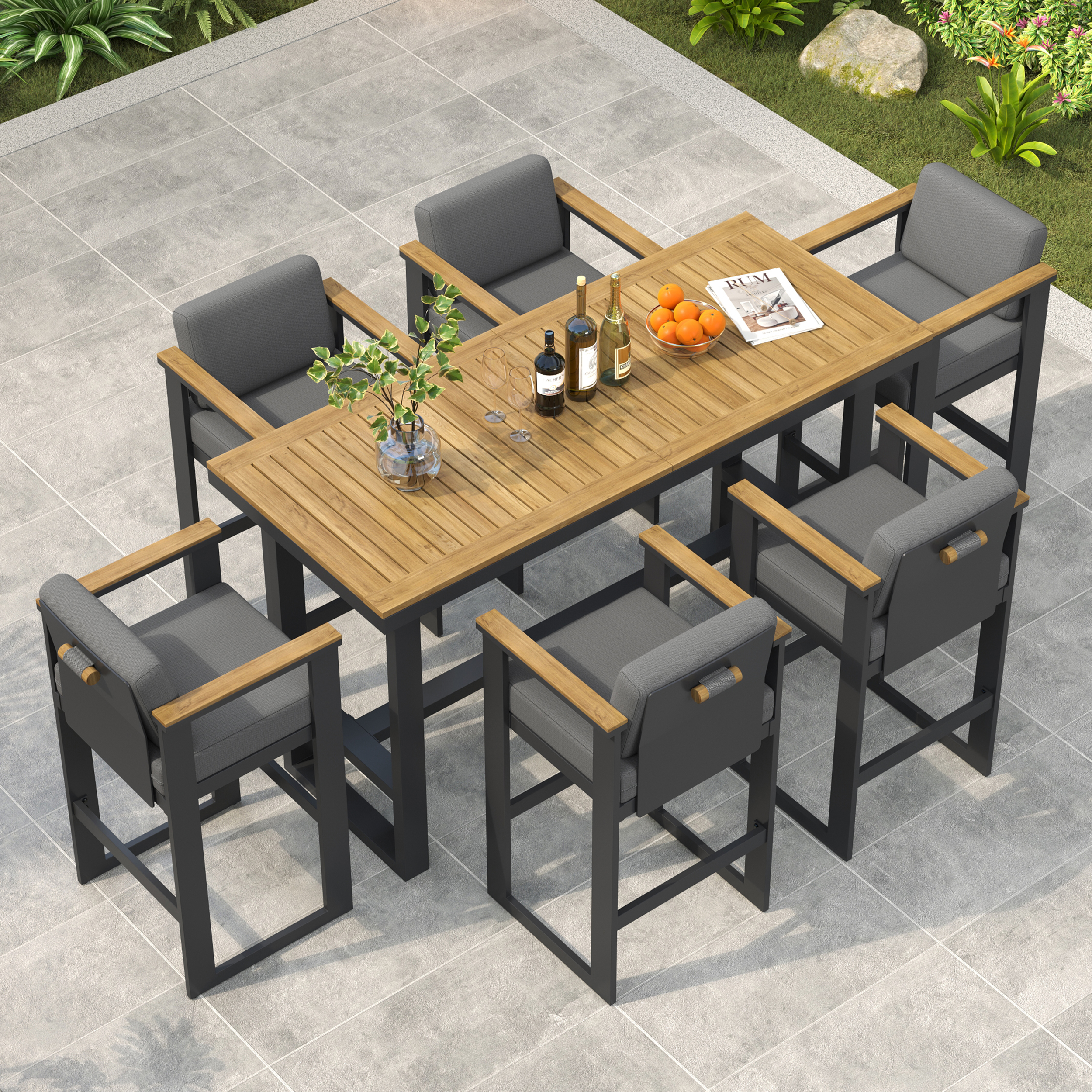 Finish & Fabric:gris foncé & Gris foncé | Taille De La Table à Manger:183 cm