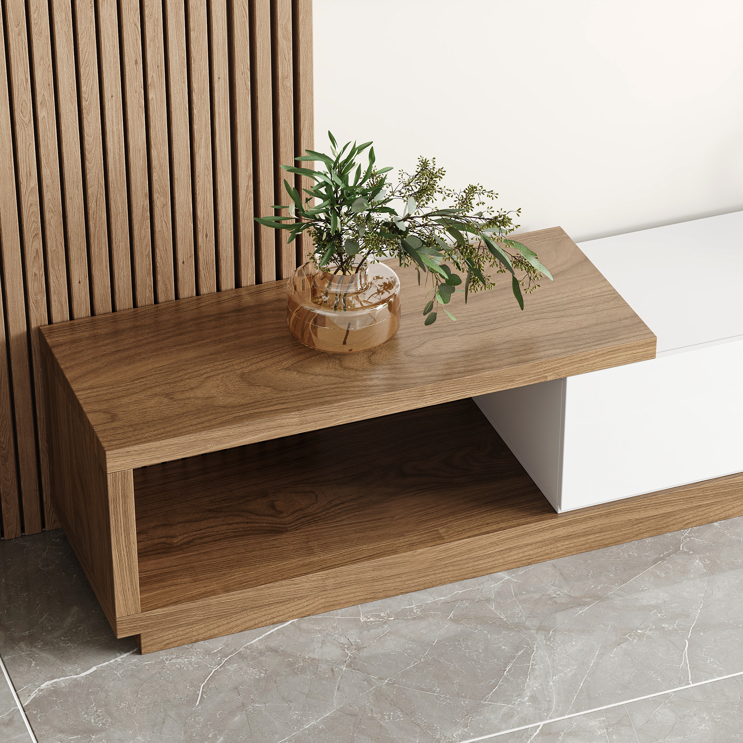 Quoint Extendable TV Stand with 3 Drawers and Light (71