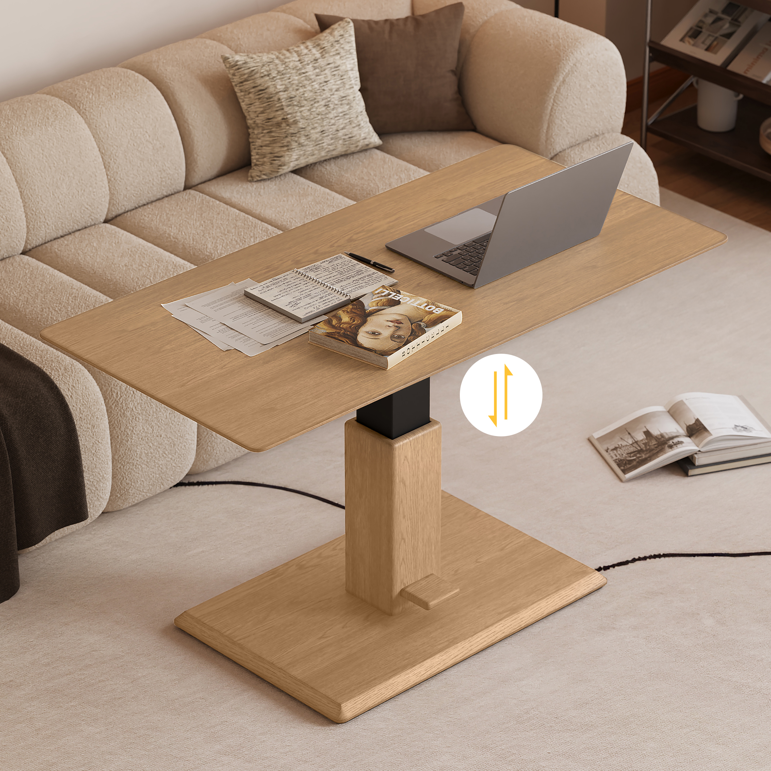 Mesa de centro de 47" con elevación natural y altura ajustable
