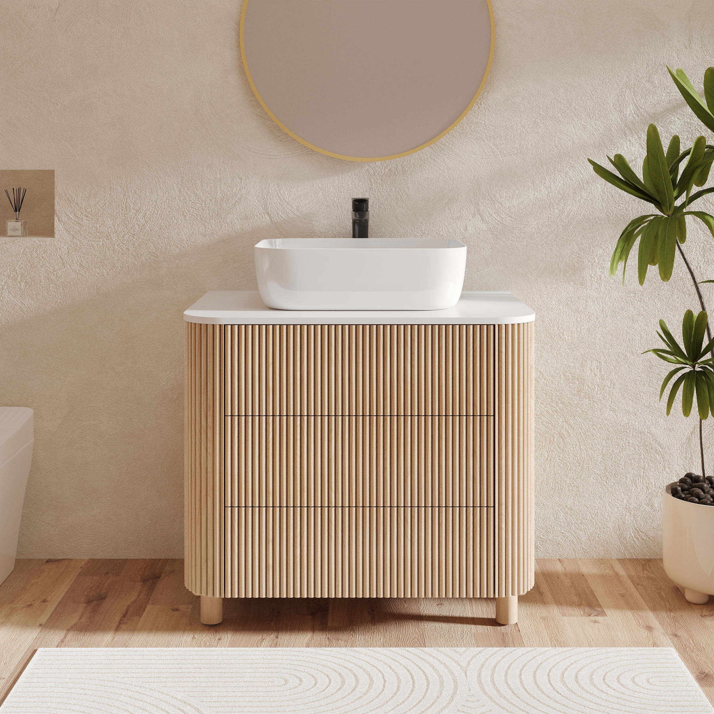 Finition:Bois Naturel | Nombre De Lavabos:Simple