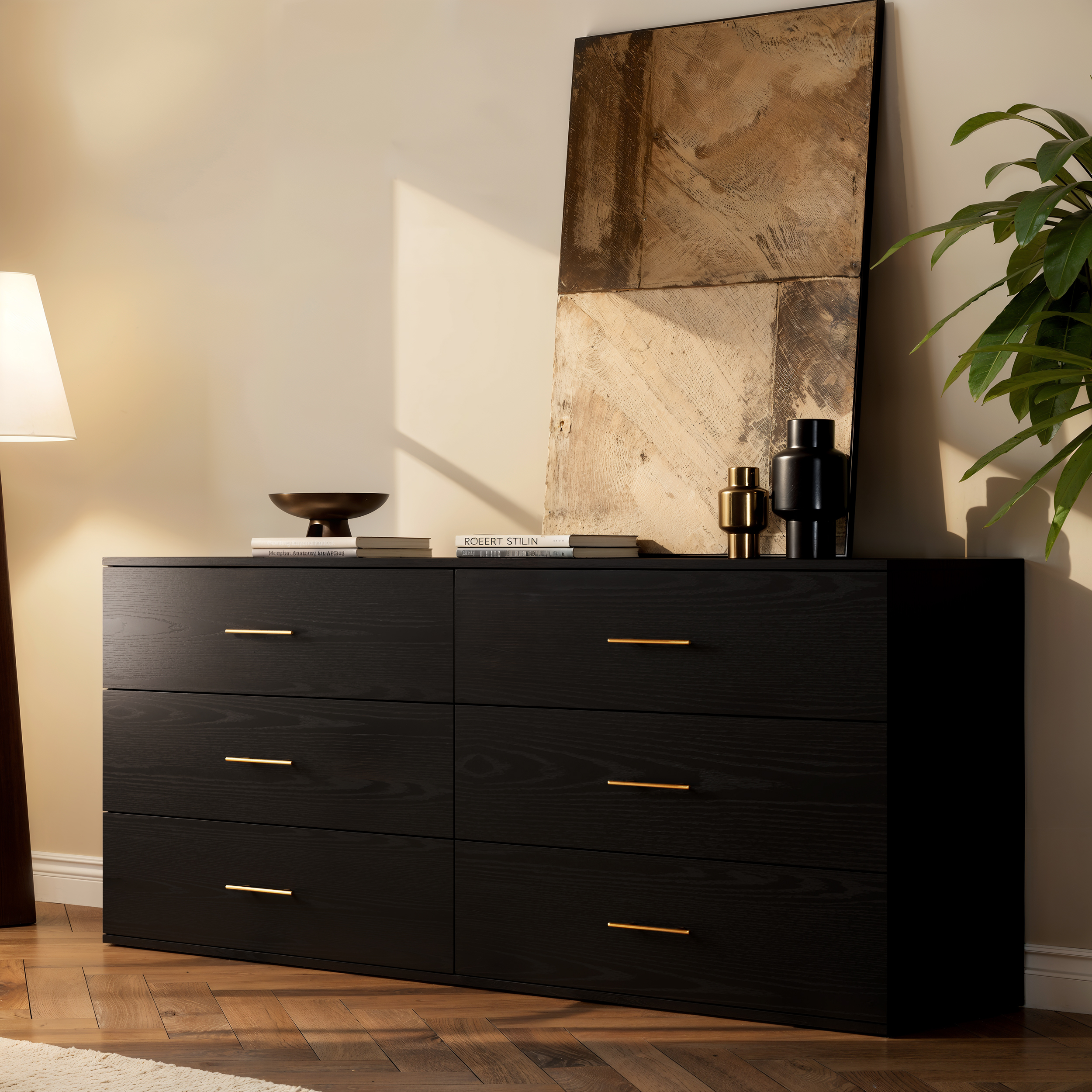 Soporte de TV Arune de 63 pulgadas con cajonera de 6 cajones