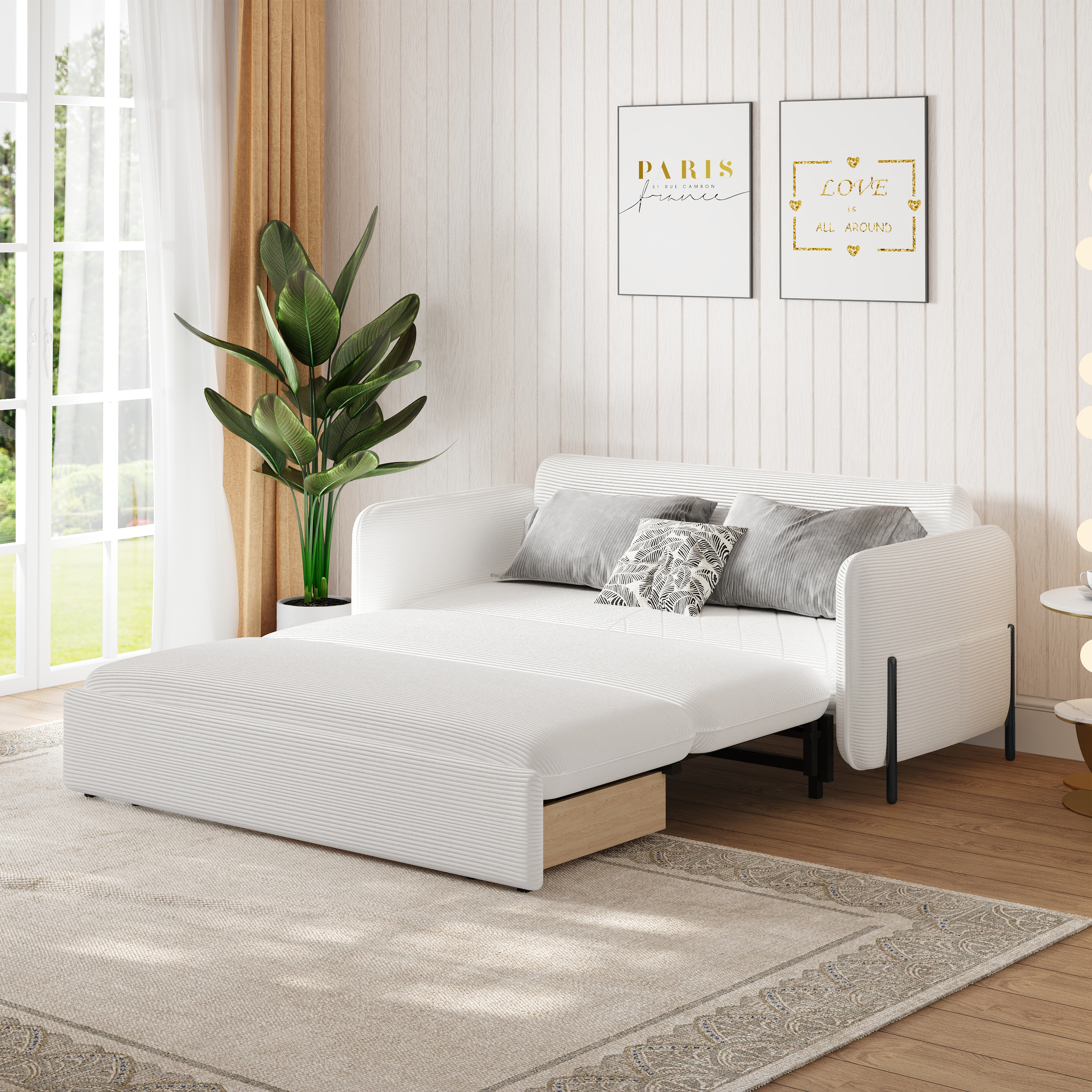 Sofá cama convertible de pana de 2 plazas 172 cm