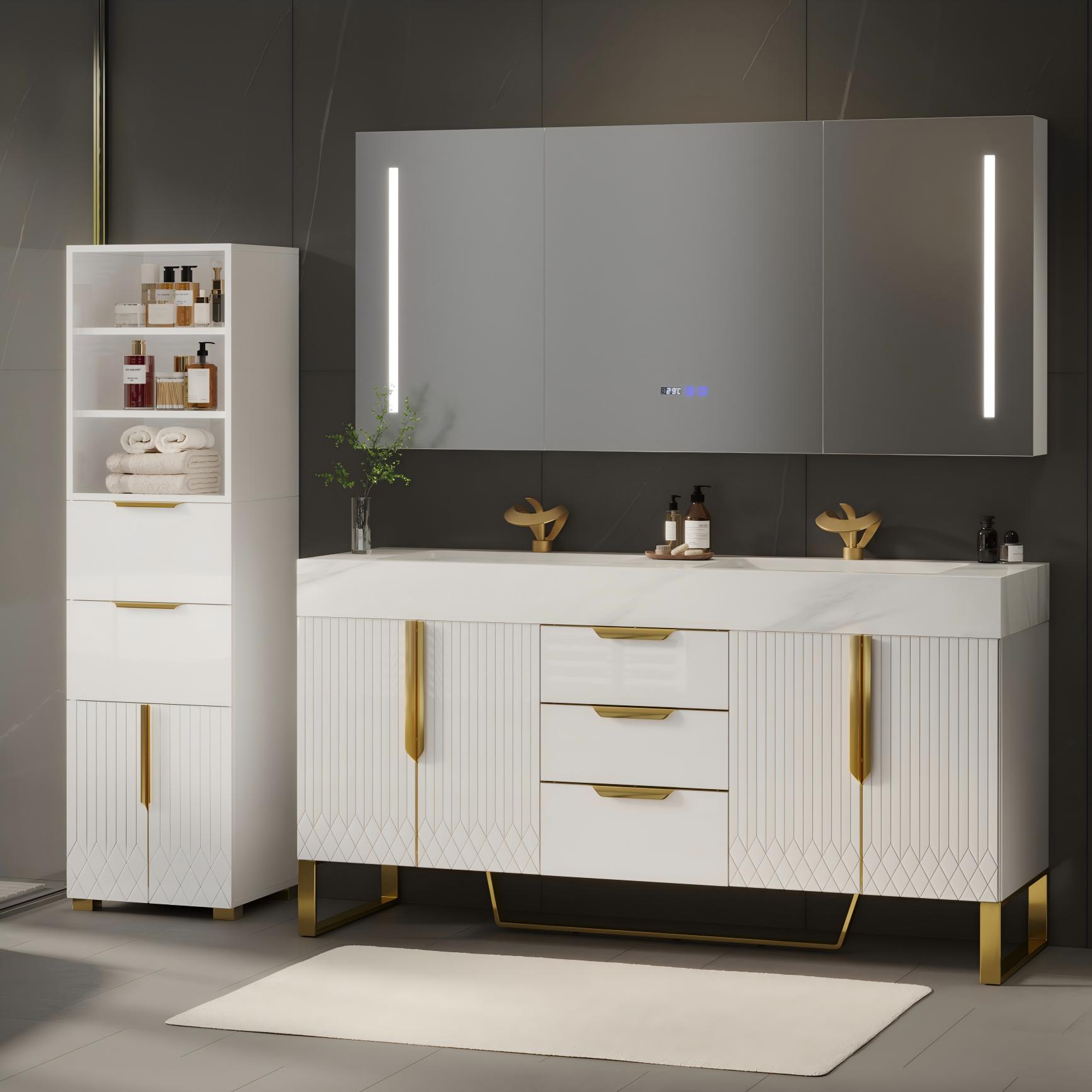 Aro 59 Double Bathroom Vanity  59 Bathroom Storage Cabinet Set