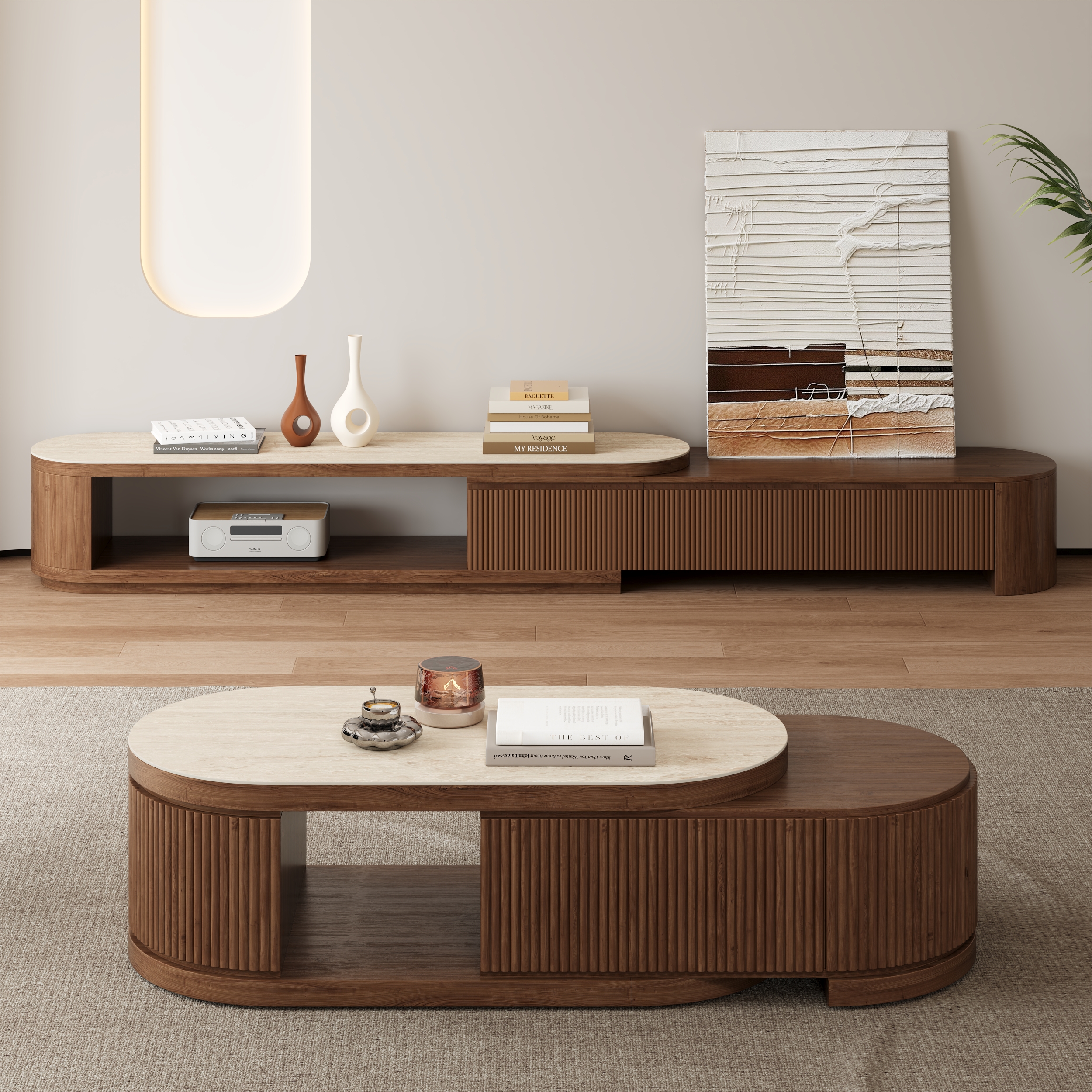 Conjunto de Mesa de Centro y Mueble de TV Extensible de 71" Velar