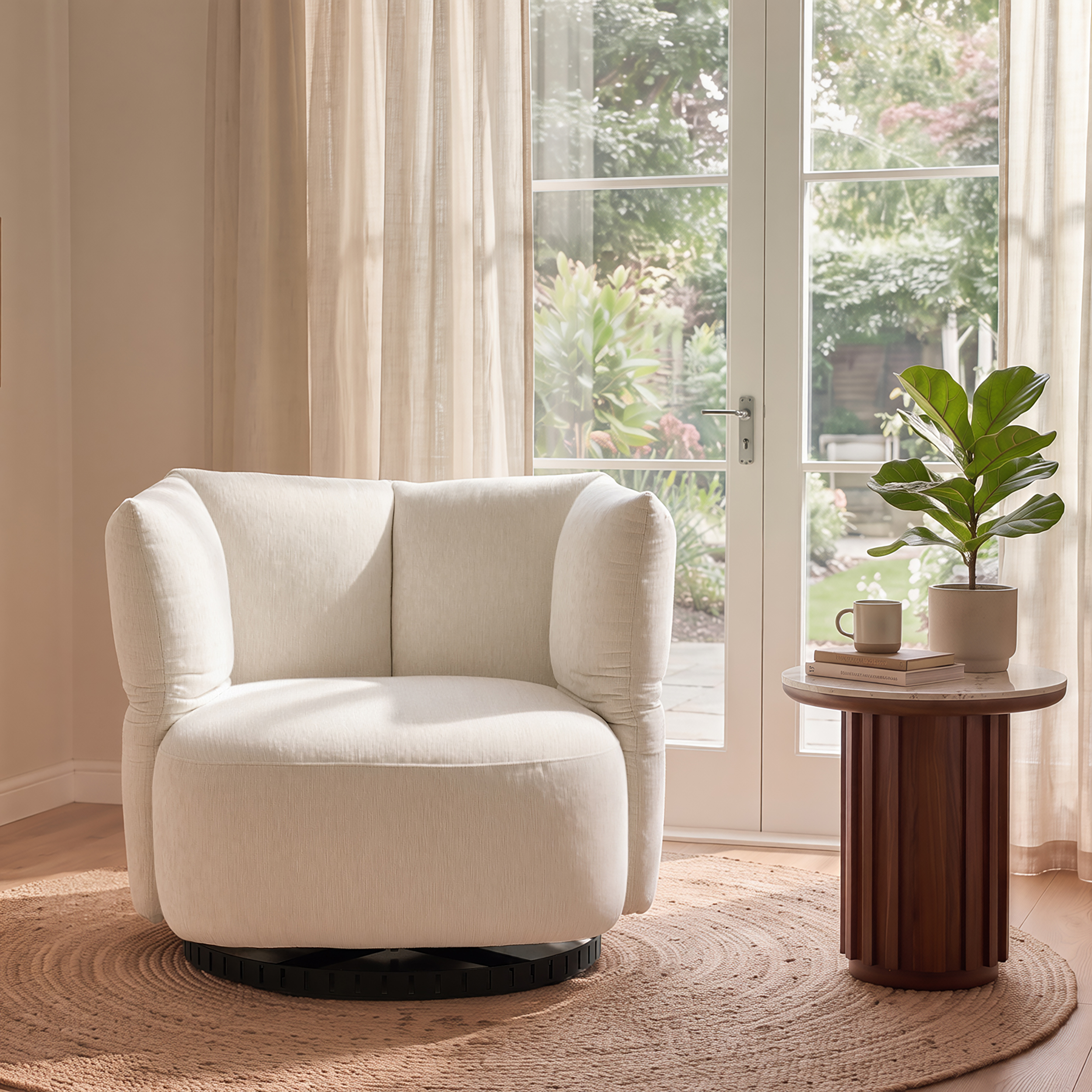 Tissu & Couleur:Chenille De Performance Blanc Chaud