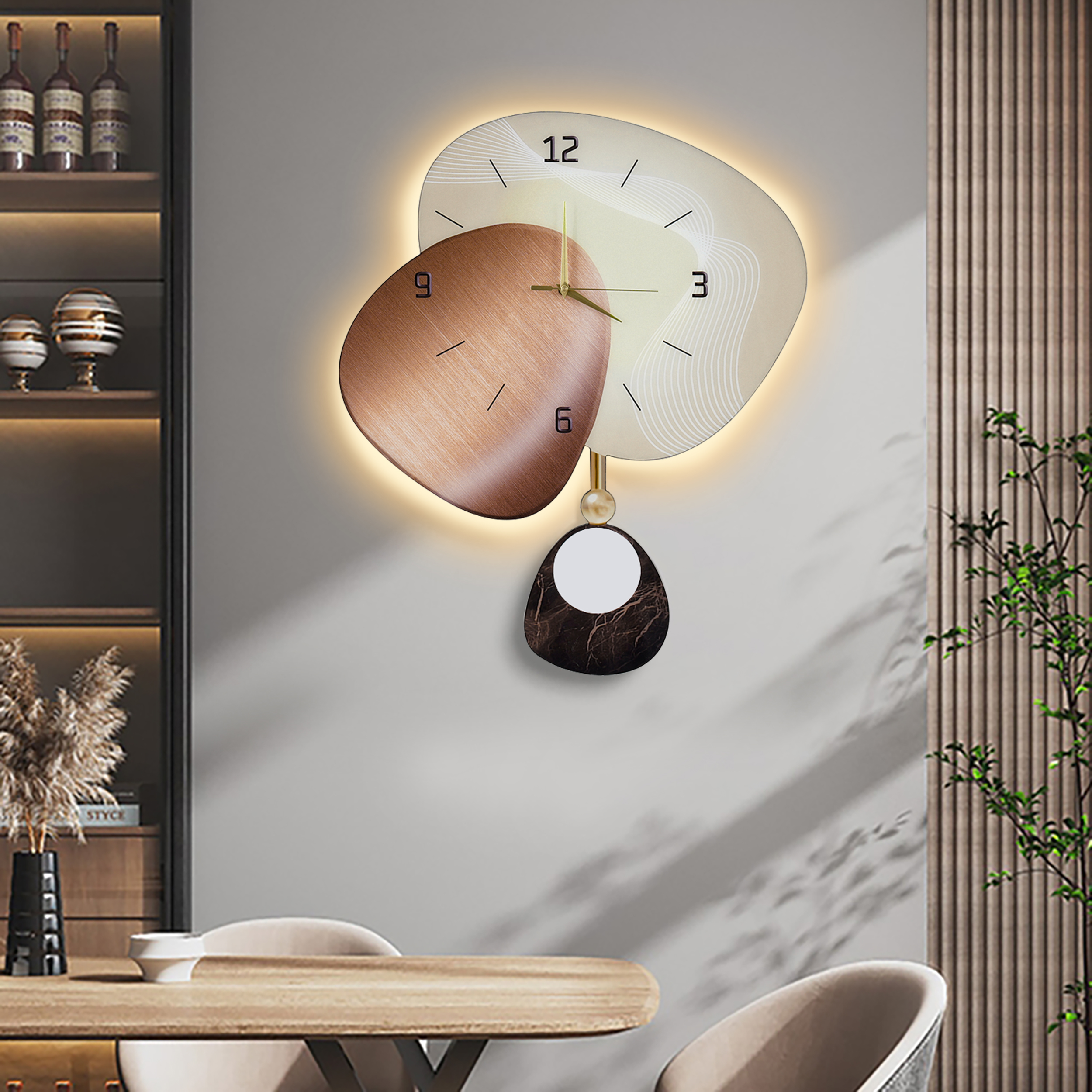 Reloj de pared LED de 60 cm con atenuación de 3 colores y control remoto