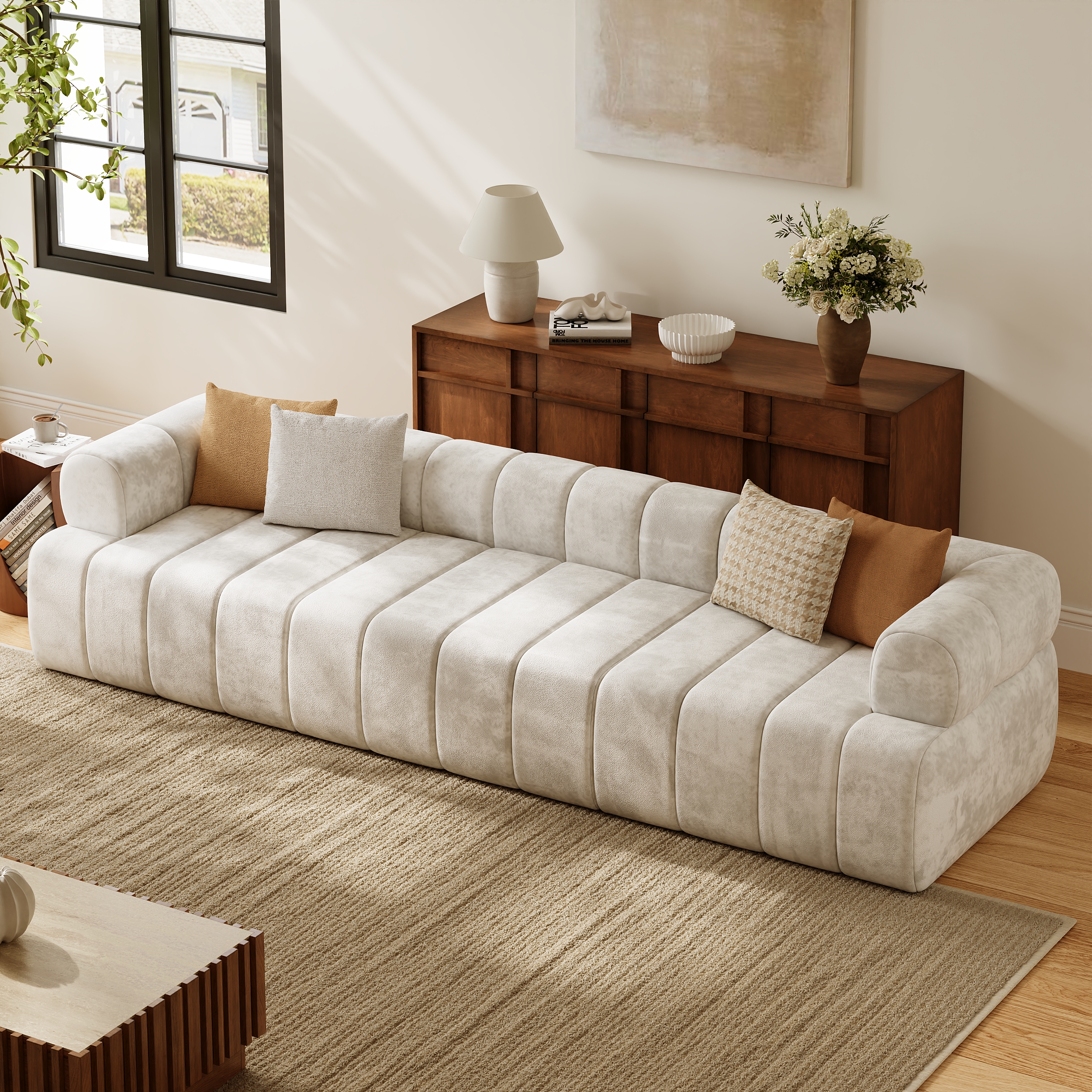 Nimbus 118" 3-Sitzer Samt-Kanal-Sofa