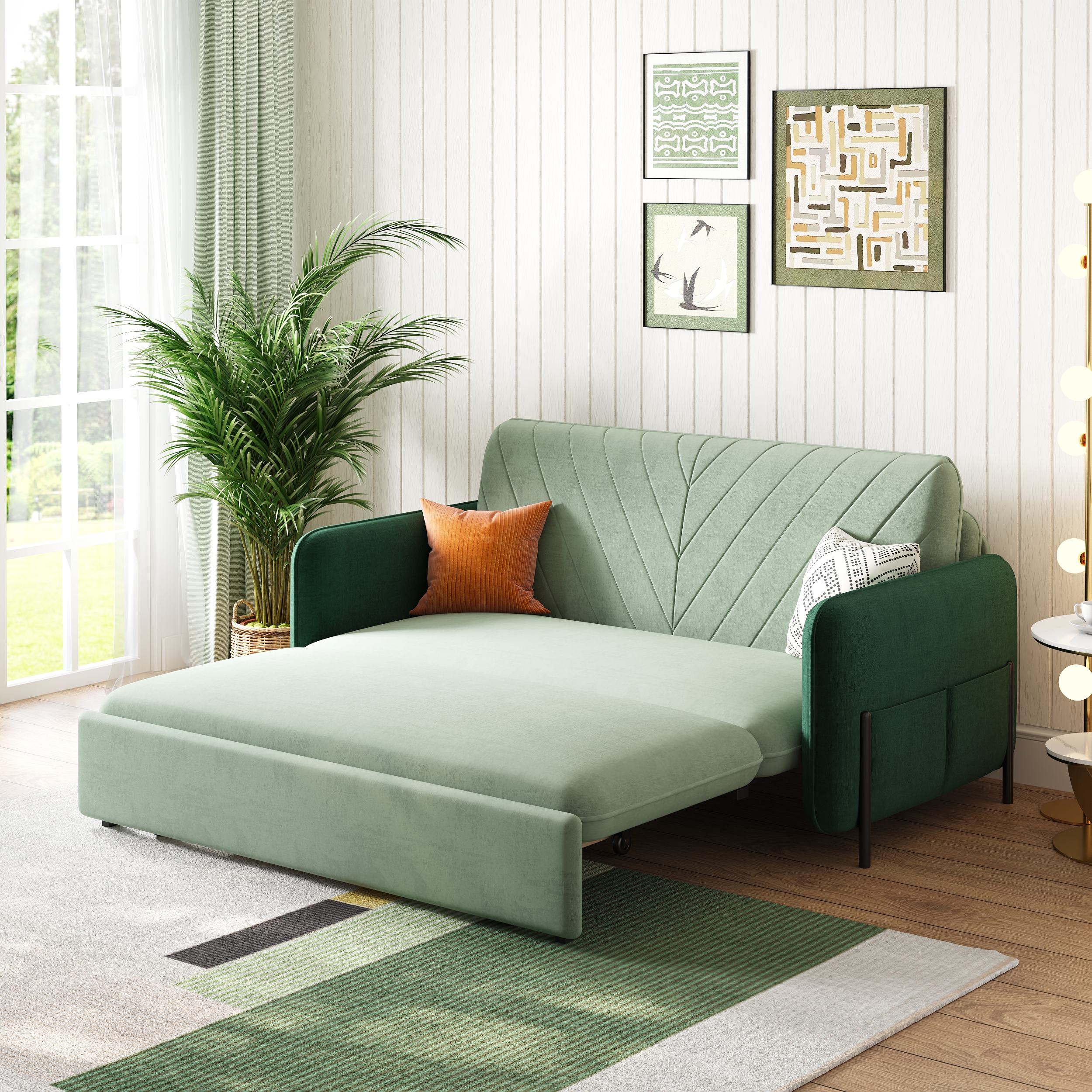 Sofá cama convertible de terciopelo de 2 plazas 172 cm