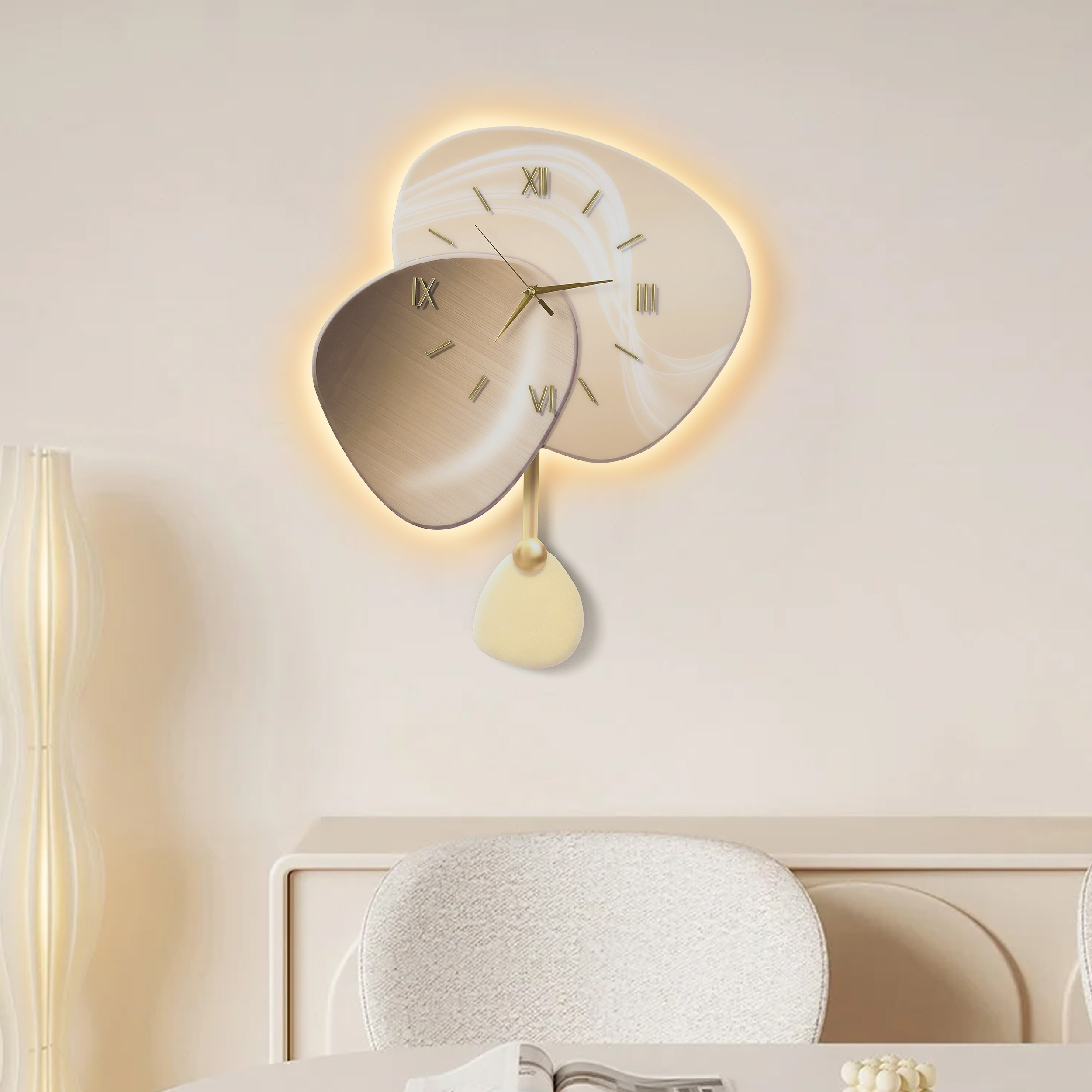 Reloj de pared LED de 60 cm con atenuación de 3 colores y control remoto