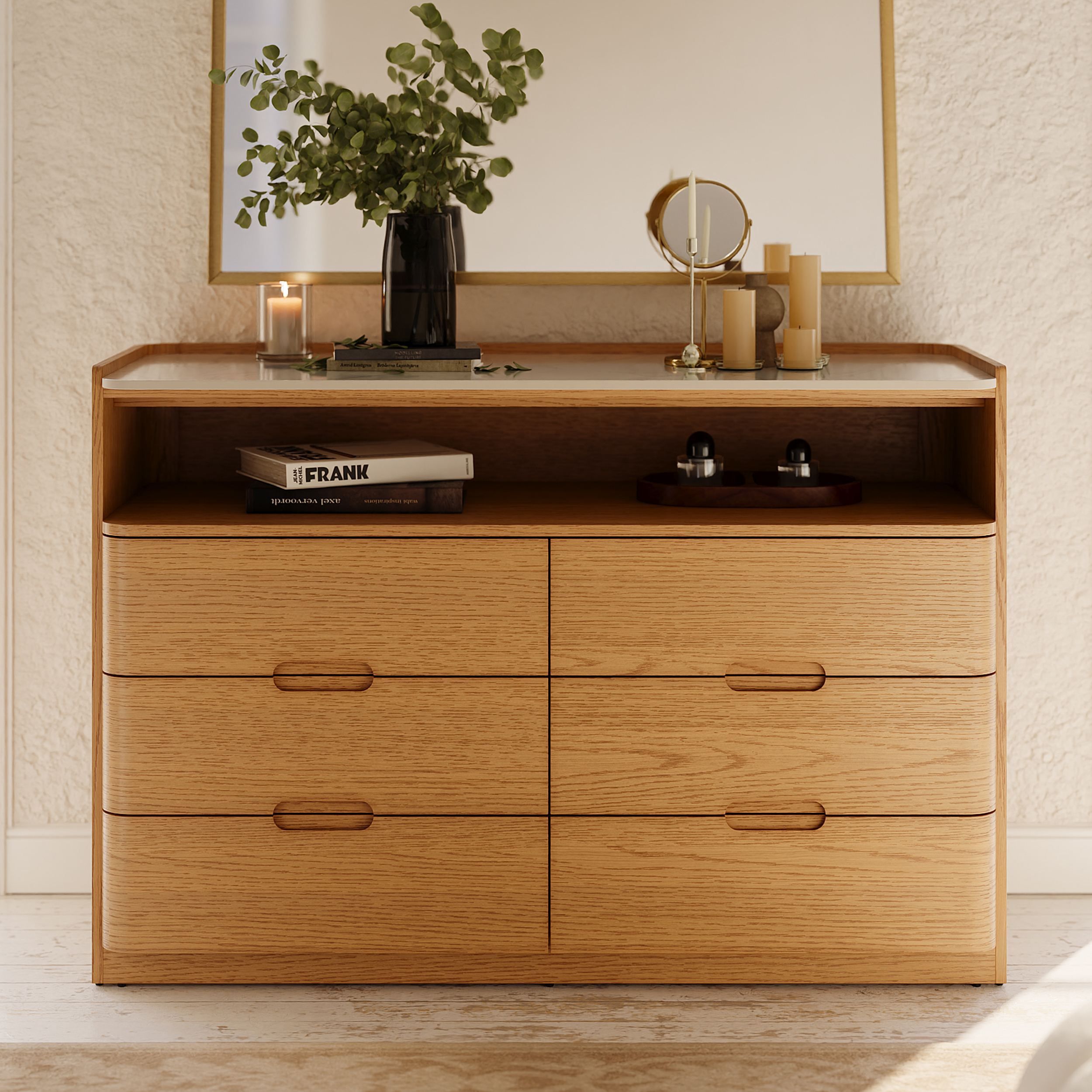 Arvona 47" 6-Drawer Dresser with Sintered Stone Top